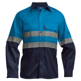 Barron Underground Long Sleeve Safety Shirt Navy-Blue